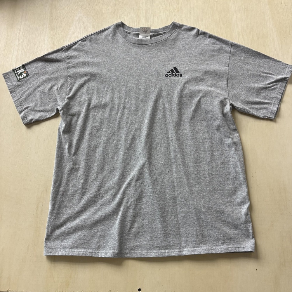Y2K Adidas Shirt Mens XL Gray Short Sleeve Logo Graphic Tee Sports Training